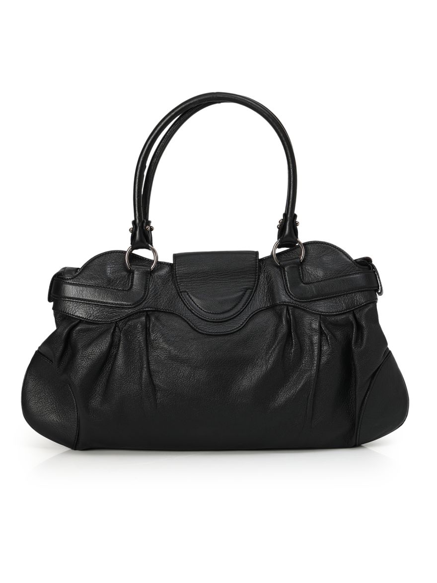 Black Pleated Shoulder Bag Medium