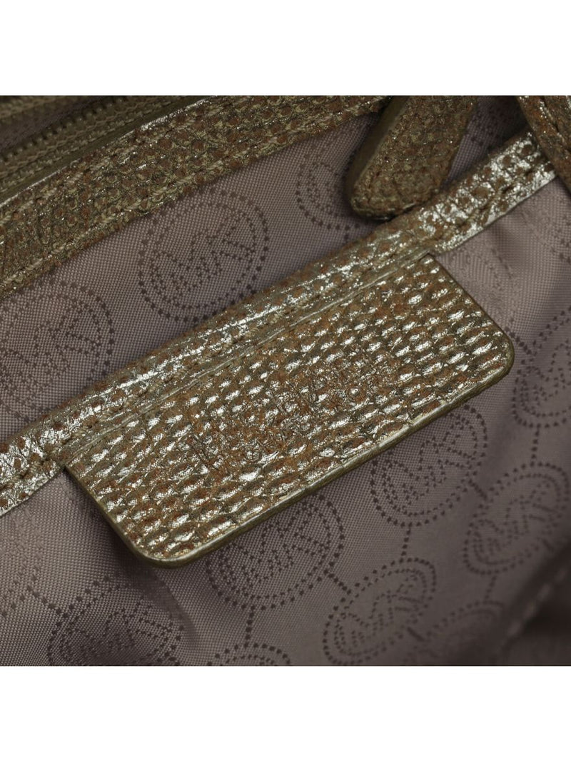 Metallic Gold Lizard Embossed Leather Hand Bag