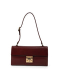 Maroon Padlock Leather Shoulder Bag One Size