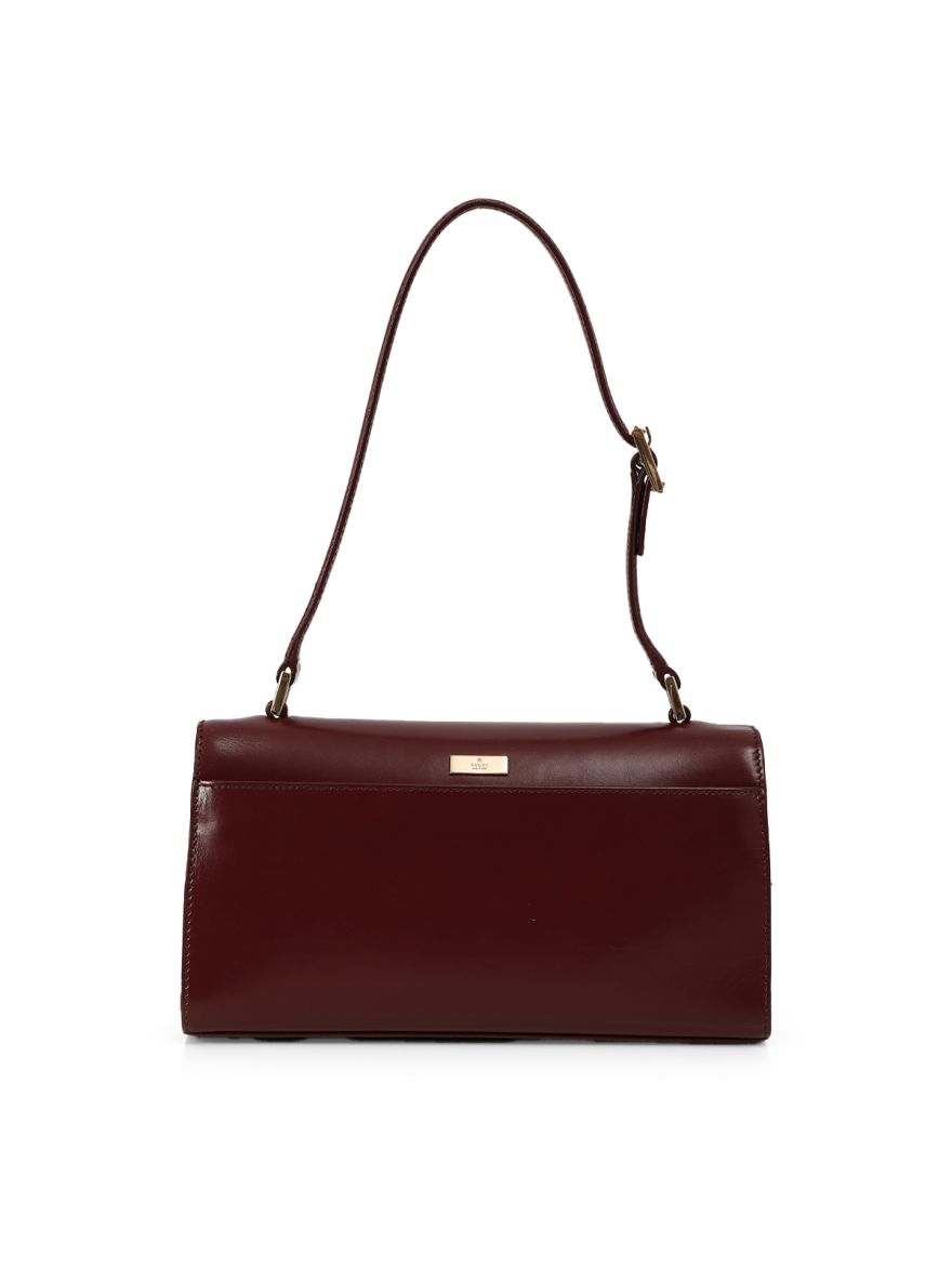 Maroon Padlock Leather Shoulder Bag One Size