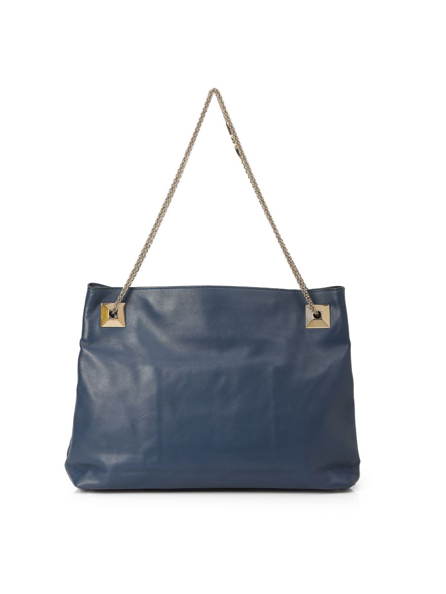 Garavani Blue Leather Chain Tote Bag One Size