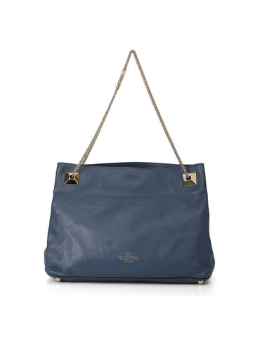 Garavani Blue Leather Chain Tote Bag One Size