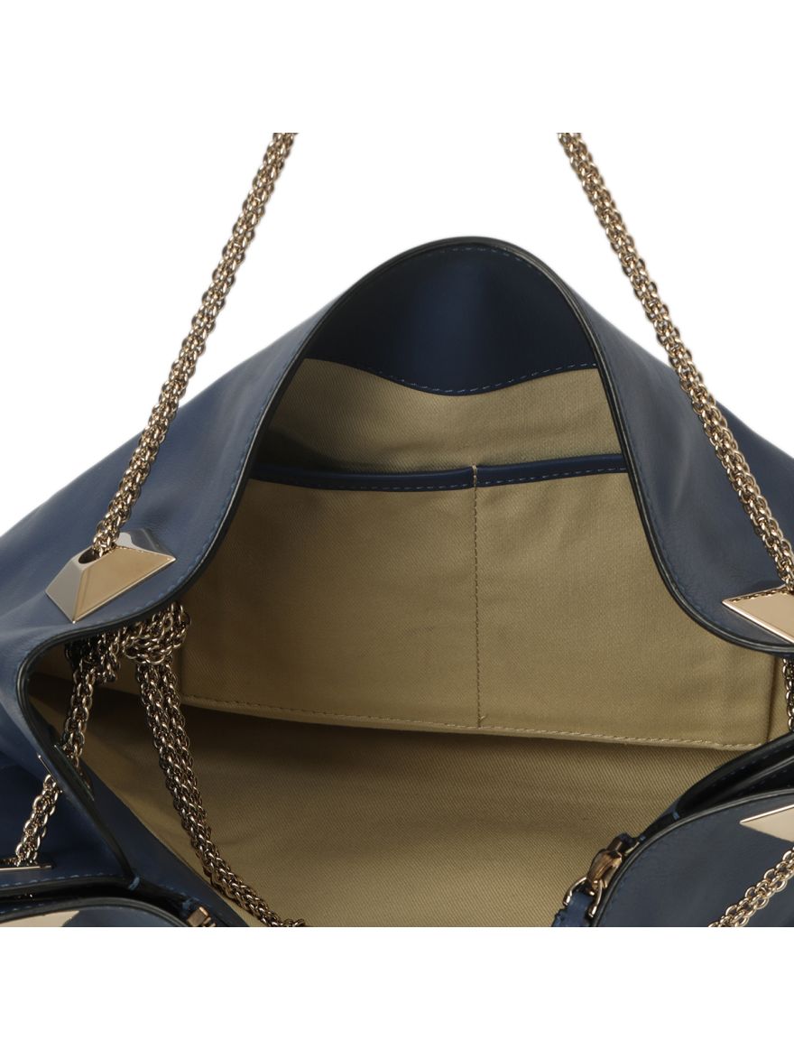 Garavani Blue Leather Chain Tote Bag One Size