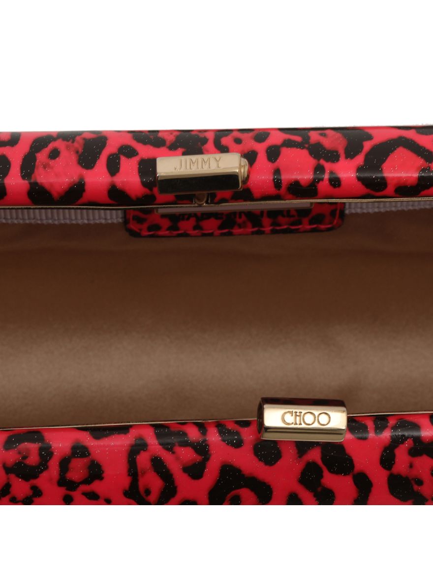 Leopard Print Patent Leather Tube Clutch One Size