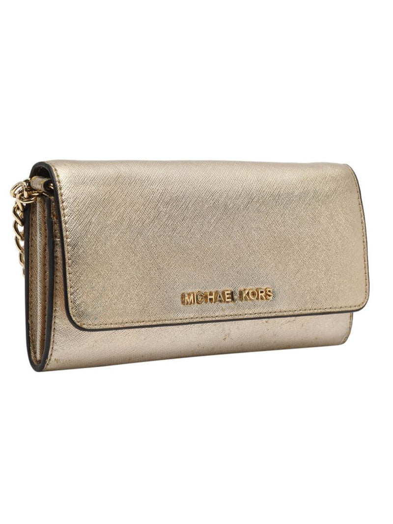Golden Metallic Leather Sling Bag