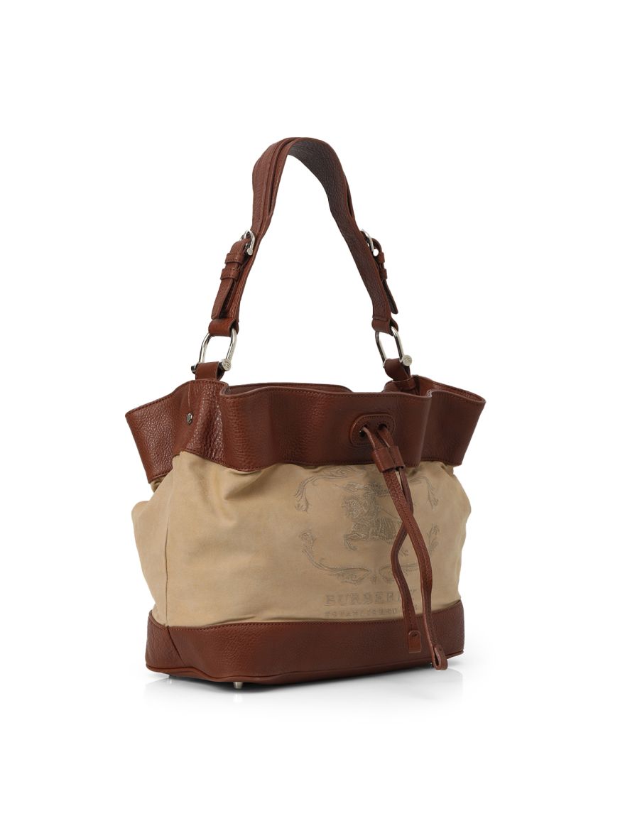 Canvas And Leather Brown Hobo Bag One Size