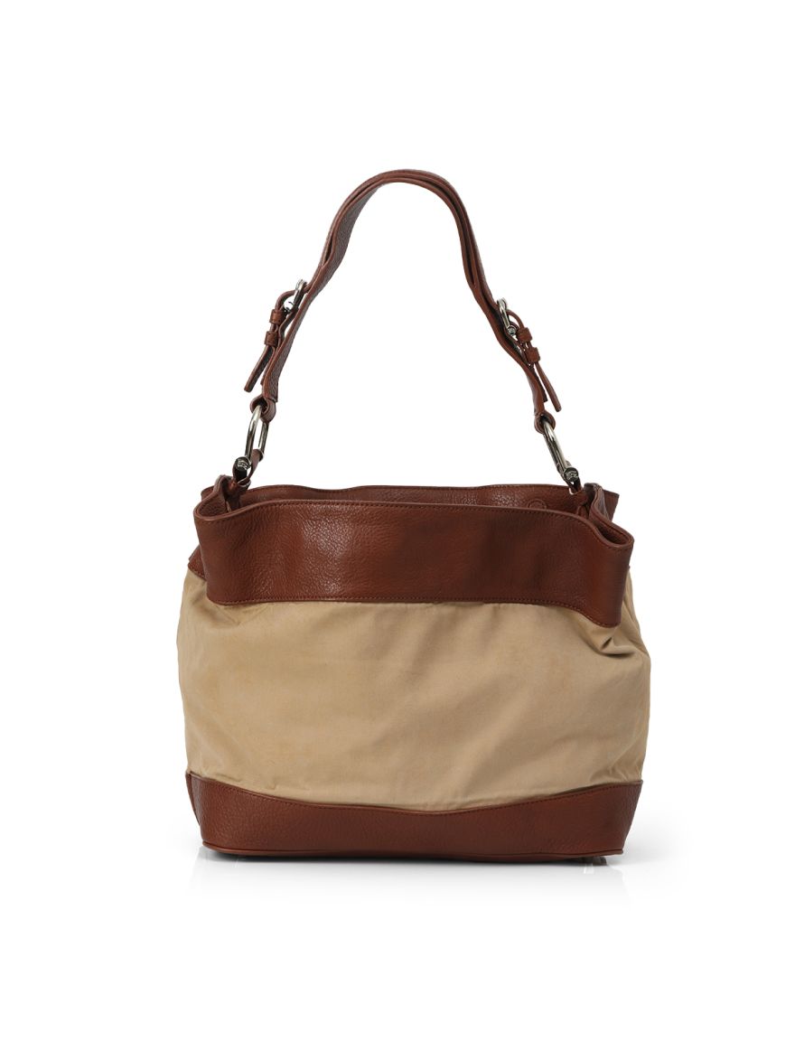 Canvas And Leather Brown Hobo Bag One Size