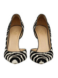 Zebra Black/White Pony Hair Pointed Pumps/Size-38EUR