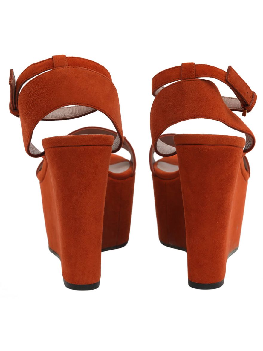 Orange Suede Horsebit Wedges/Size-40