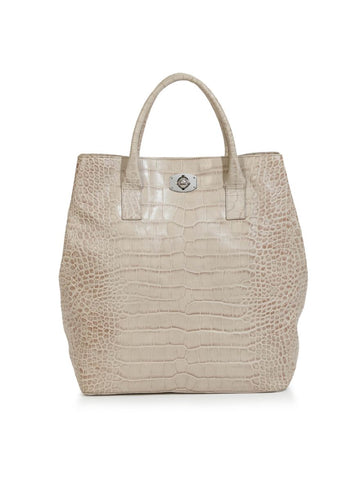 Croc Embossed Leather Handbag