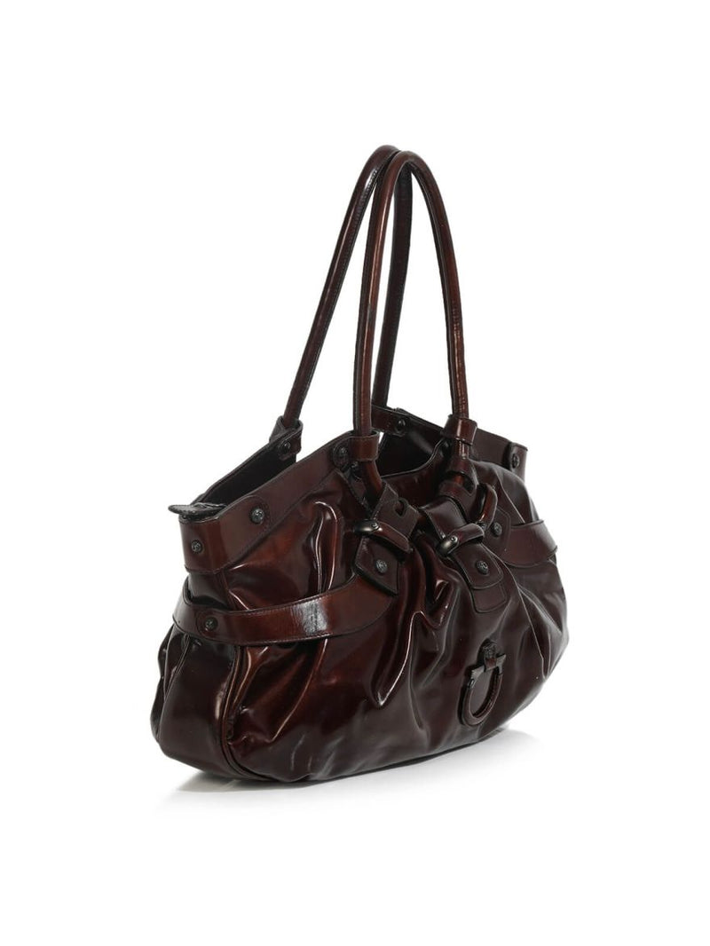 Brown Patent Leather Handbag