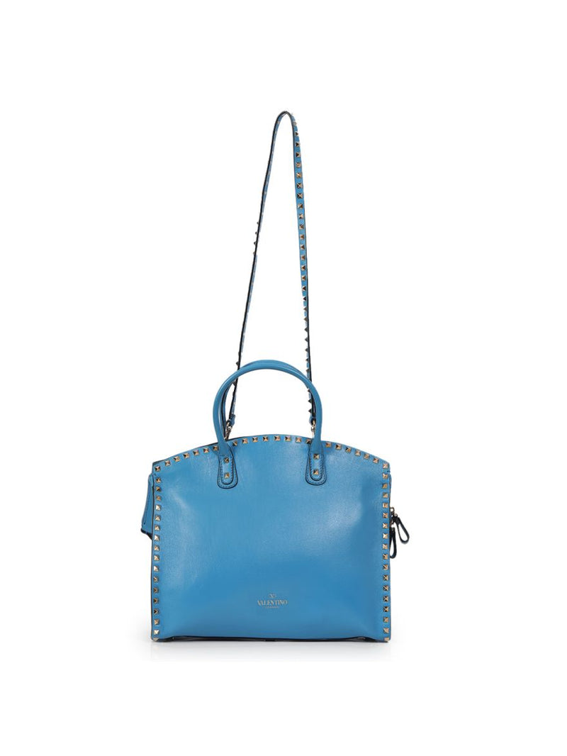 Medium Rockstud Dome Blue Shoulder Bag