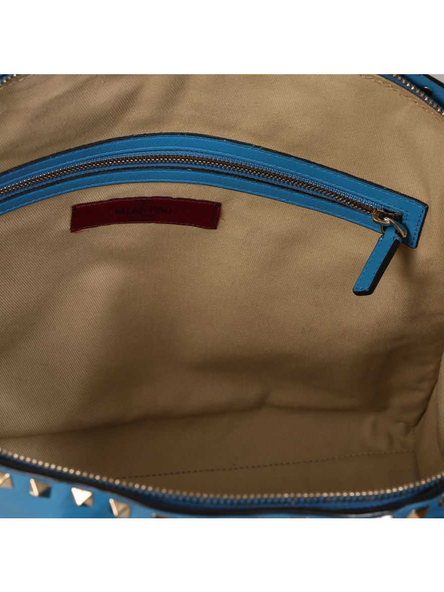 Medium Rockstud Dome Blue Shoulder Bag