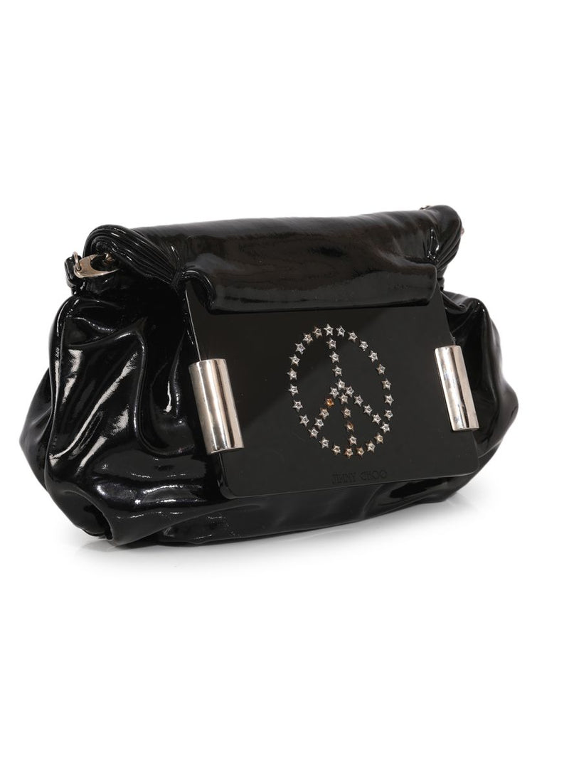 Black Patent Leather Frame Clutch Shoulder Smallbag