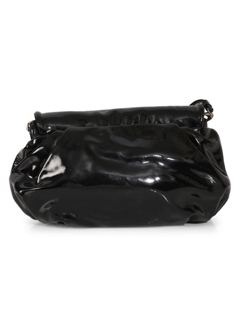 Black Patent Leather Frame Clutch Shoulder Smallbag