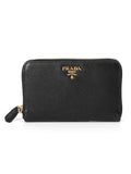 Black Saffiano Leather Compact Zippy Wallet Small