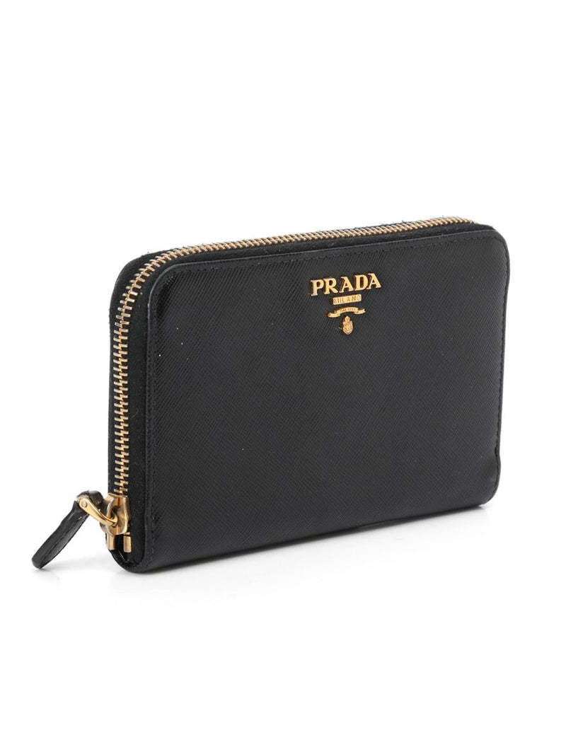 Black Saffiano Leather Compact Zippy Wallet Small