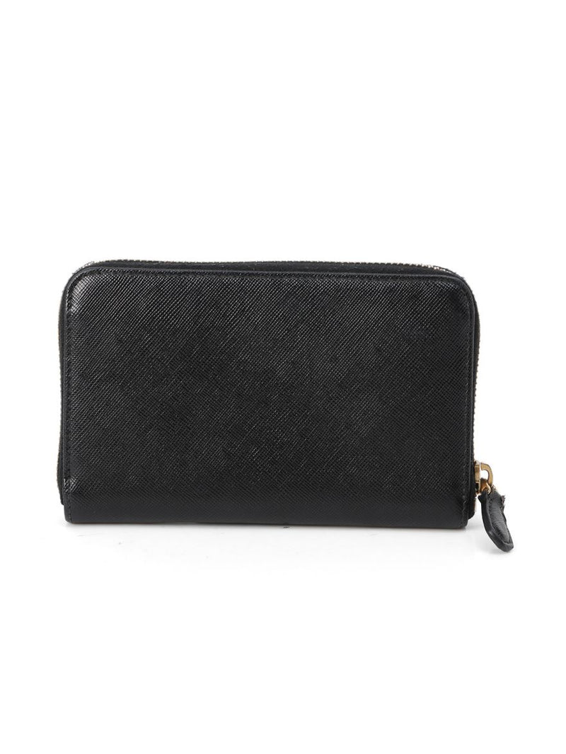 Black Saffiano Leather Compact Zippy Wallet Small