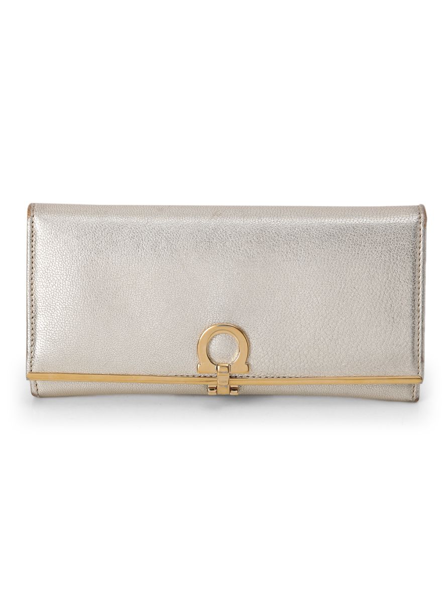 Metallic Gold Continental Flap Wallet One Size