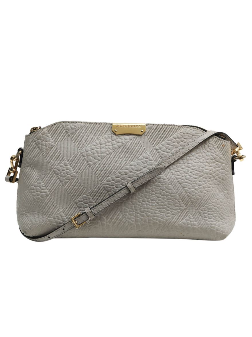 Grey Leather Crossbody Bag