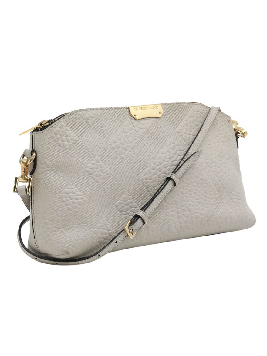 Grey Leather Crossbody Bag