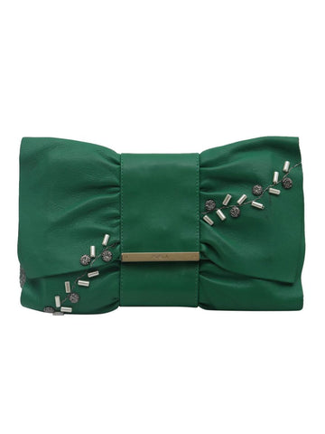 Hand Embroidered Green  Clutch