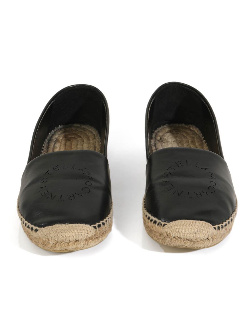 Selene Black Leather Espadrilles/Size-39EUR