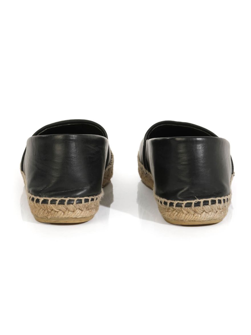 Selene Black Leather Espadrilles/Size-39EUR