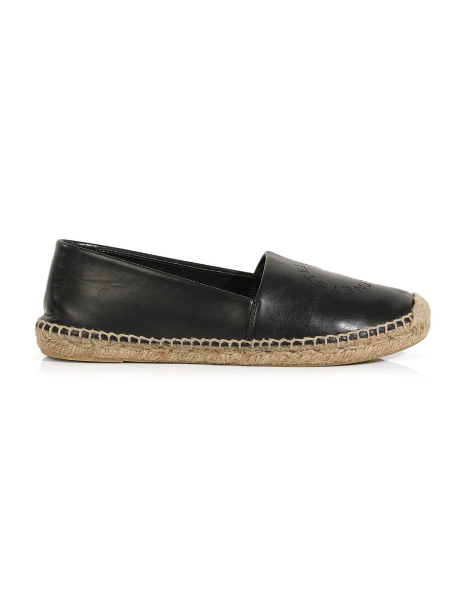 Selene Black Leather Espadrilles/Size-39EUR