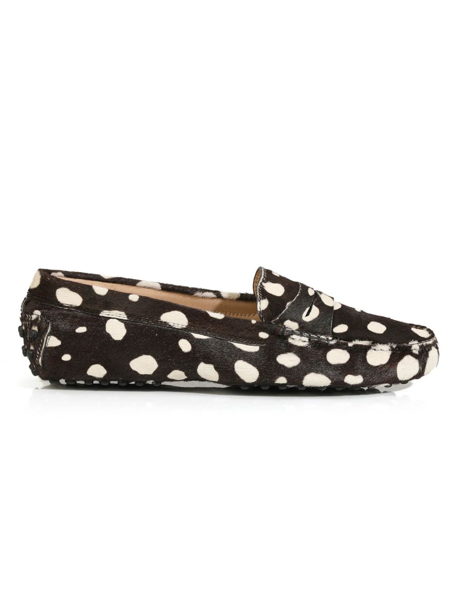 Black and White Spotted Pony Hair Loafers/Size-38.5EUR