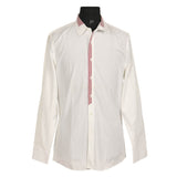 White Men's Shirt with Striped Collar/Size-43