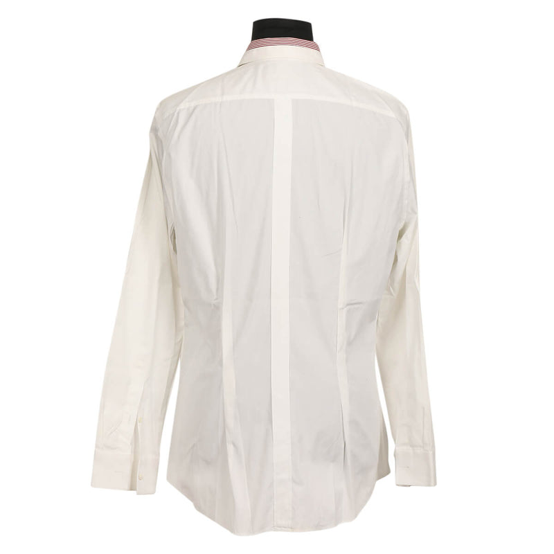 White Men's Shirt with Striped Collar/Size-43