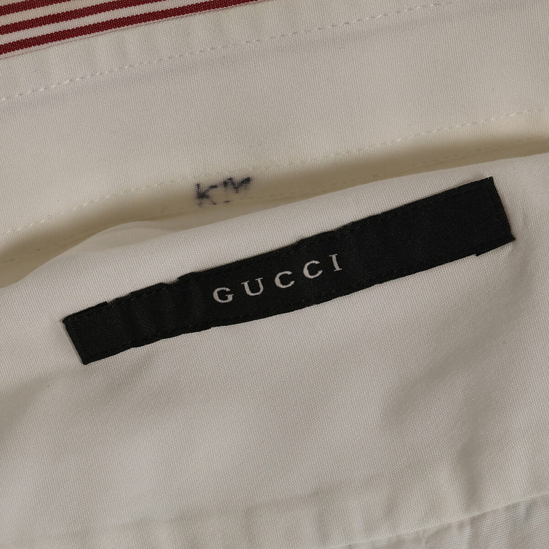 White Men's Shirt with Striped Collar/Size-43