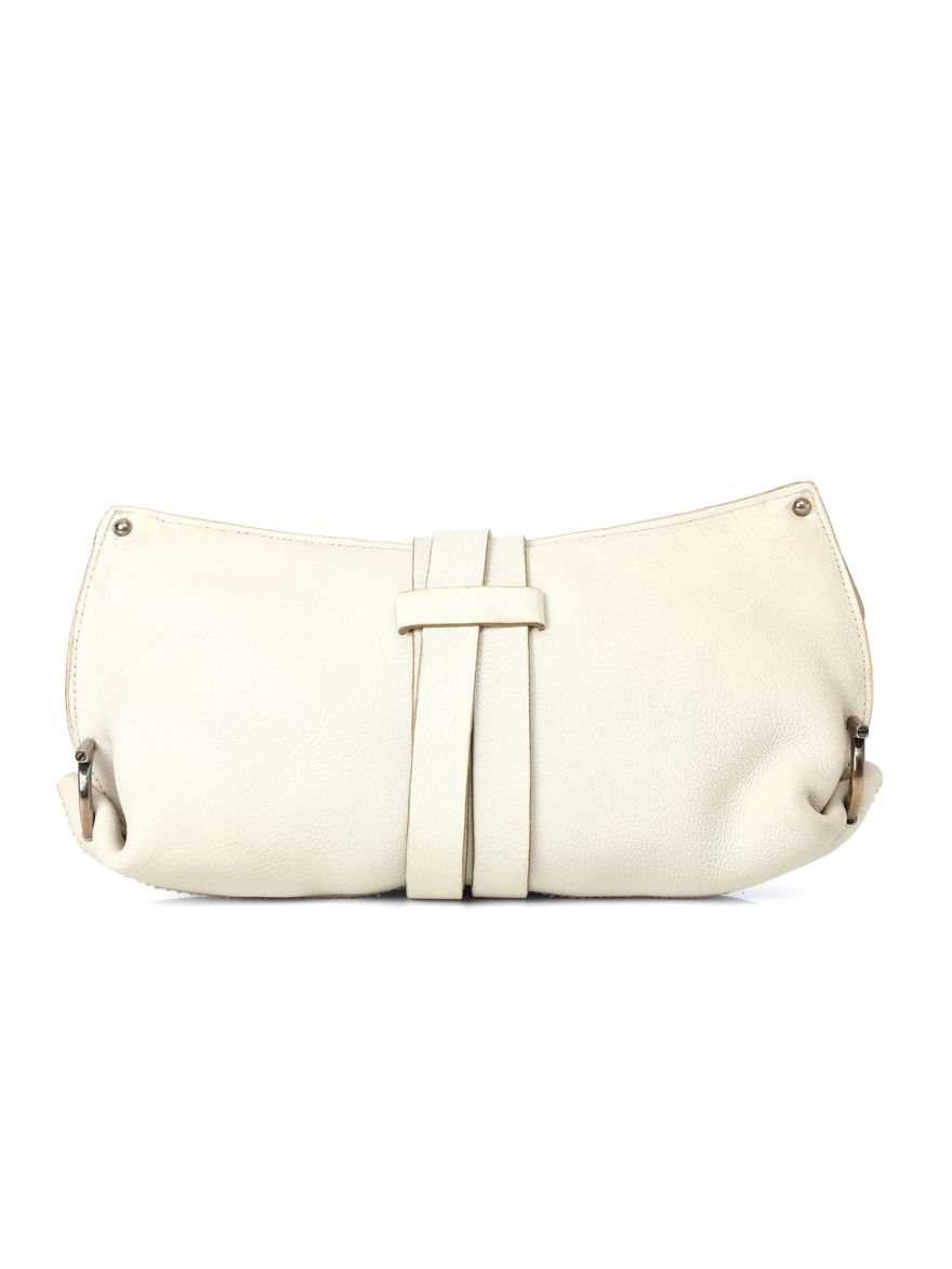 Autre Marque White Gancini Leather Clutch Bag One Size