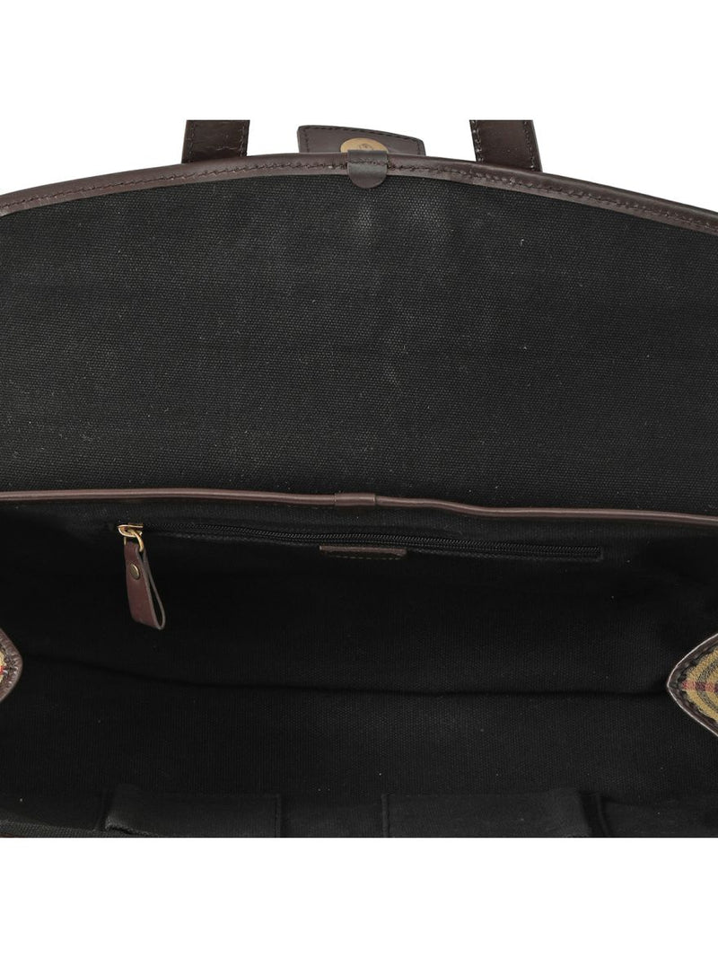 Leather Trimmed Haymarket Check Shoulder Bag Medium