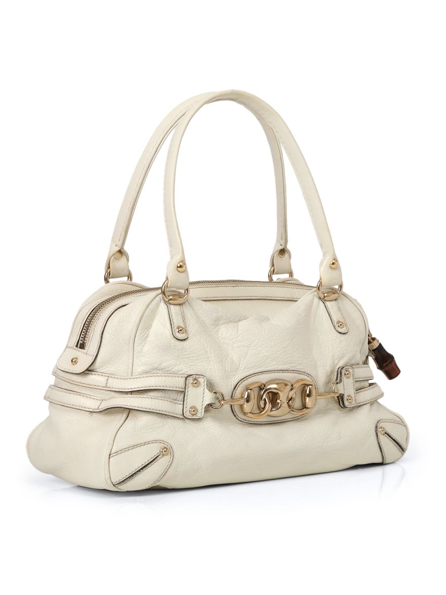 Lvory Bamboo Leather Wave Boston Bag One Size