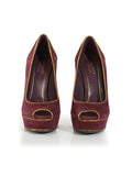 Burgundy Suede Peep Toe Pumps/Size-35.5EUR