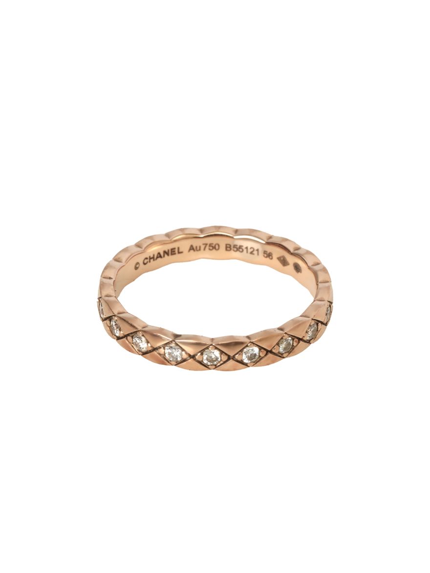 Coco Crush Quilted Motif 18K Diamond Ring