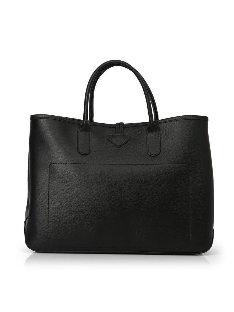 Longchamp Black Leather Roseau Tote One Size