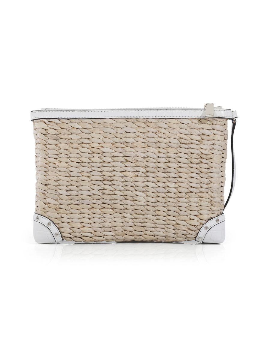 Makibu woven straw clutch