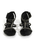 Black?˜Leather Studded Accents Gladiator Sandals/Size-36EUR