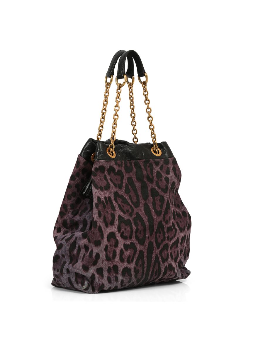 Purple Leopard Print Canvas Tote