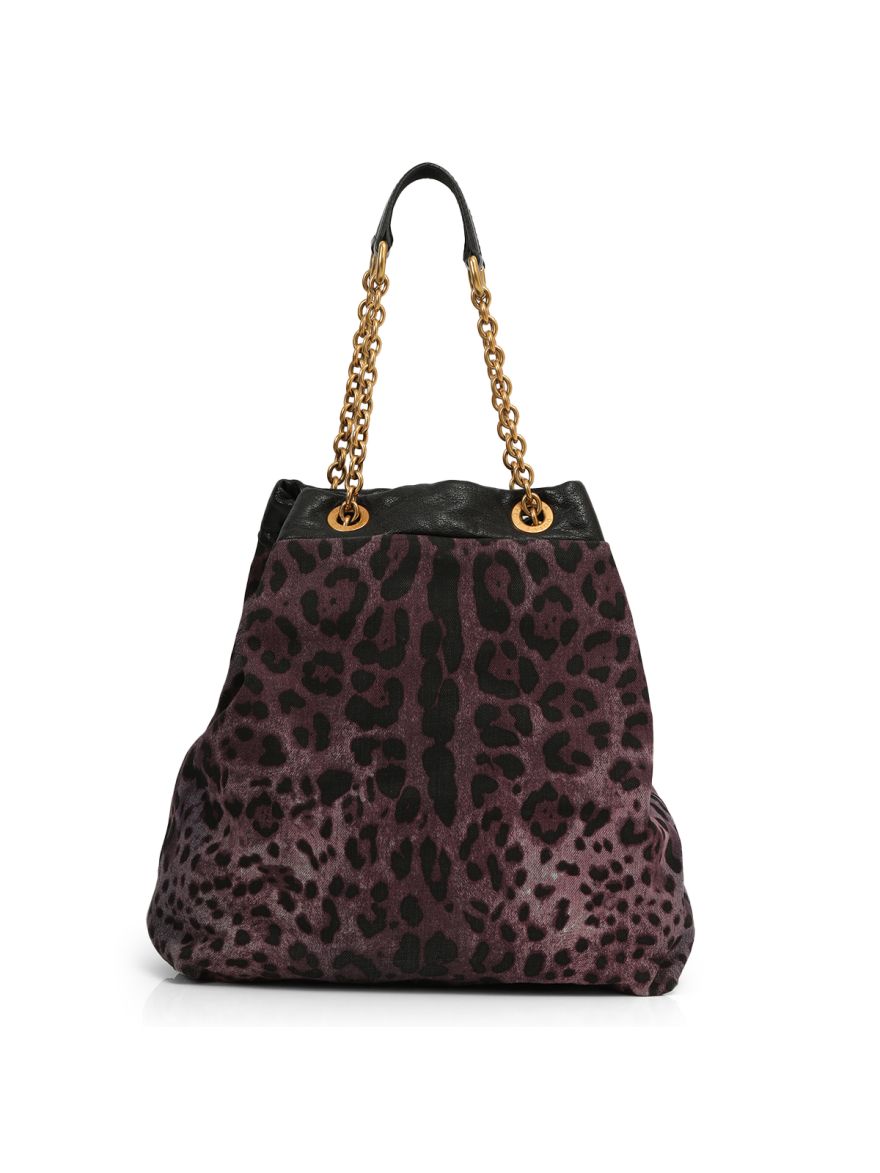 Purple Leopard Print Canvas Tote