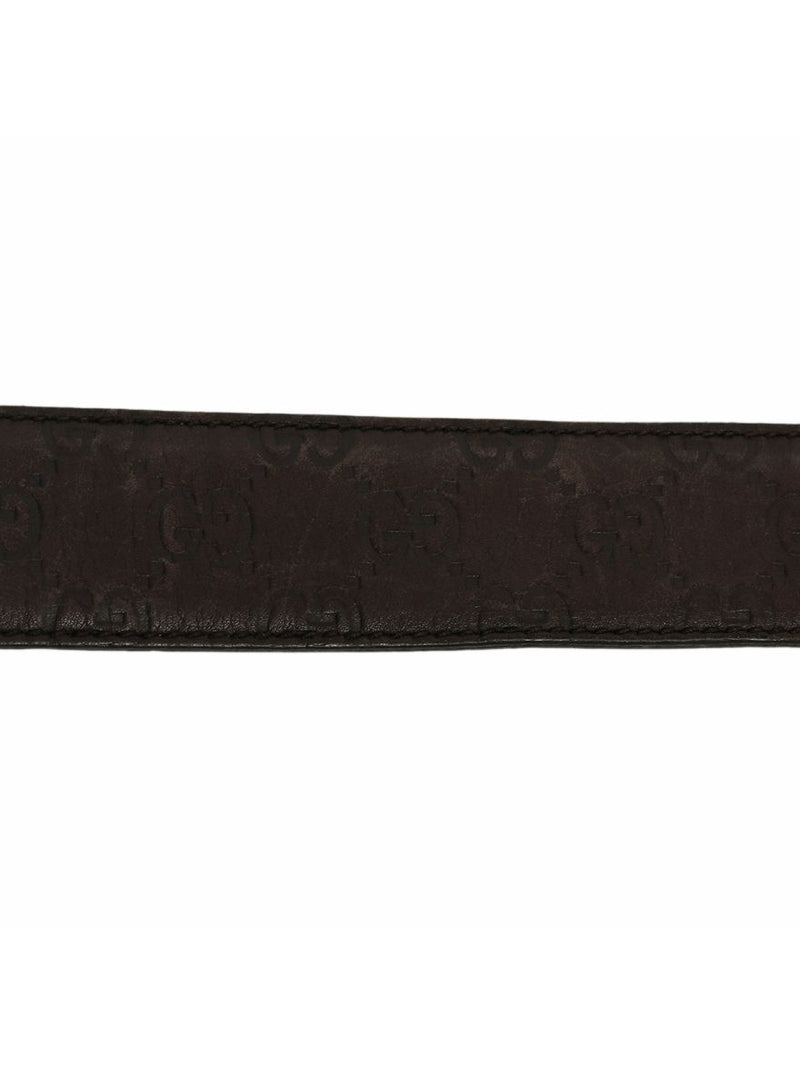Guccissima Brown Leather Interlocking GG Buckle Belt Size: 34"