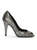 Silver metallic Python Peep Toe Pumps - 37.5