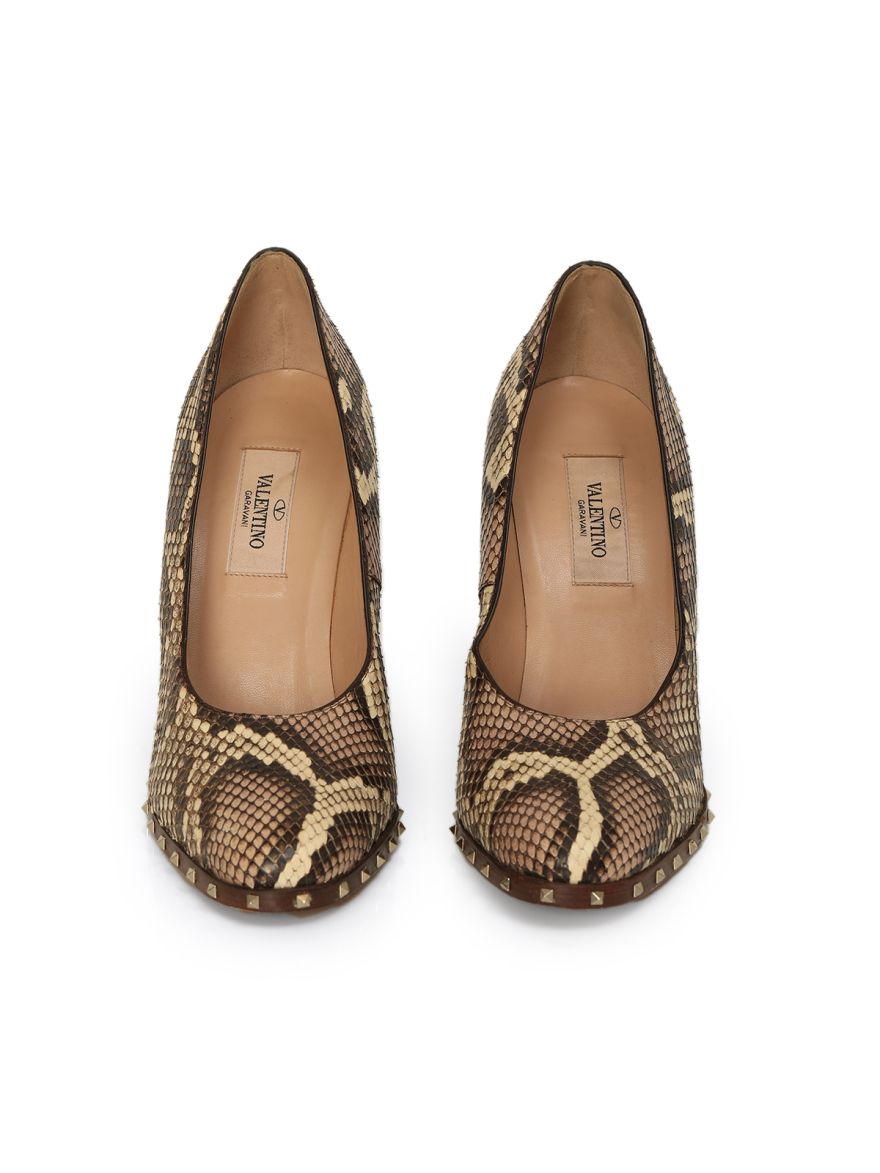 Gravani Python Leather Block Heel Pumps Size: 37