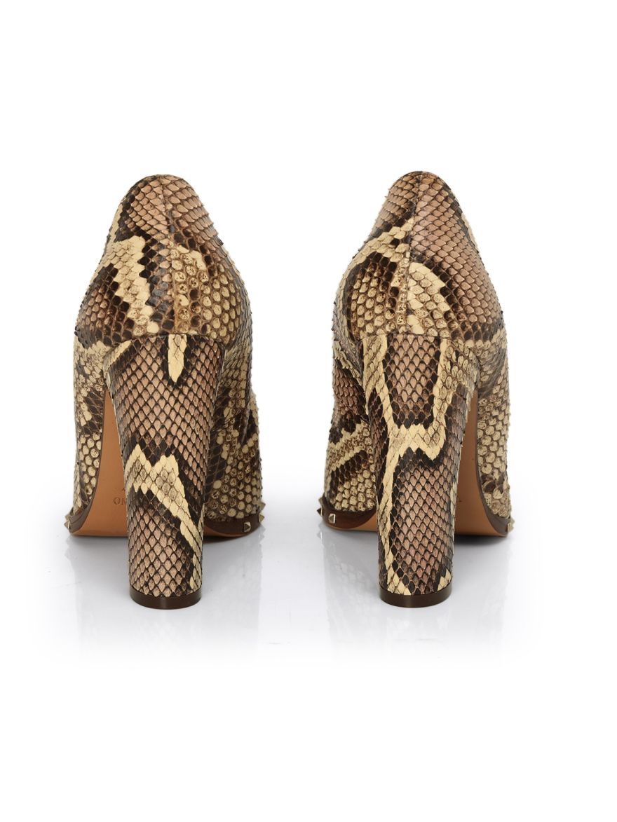 Gravani Python Leather Block Heel Pumps Size: 37