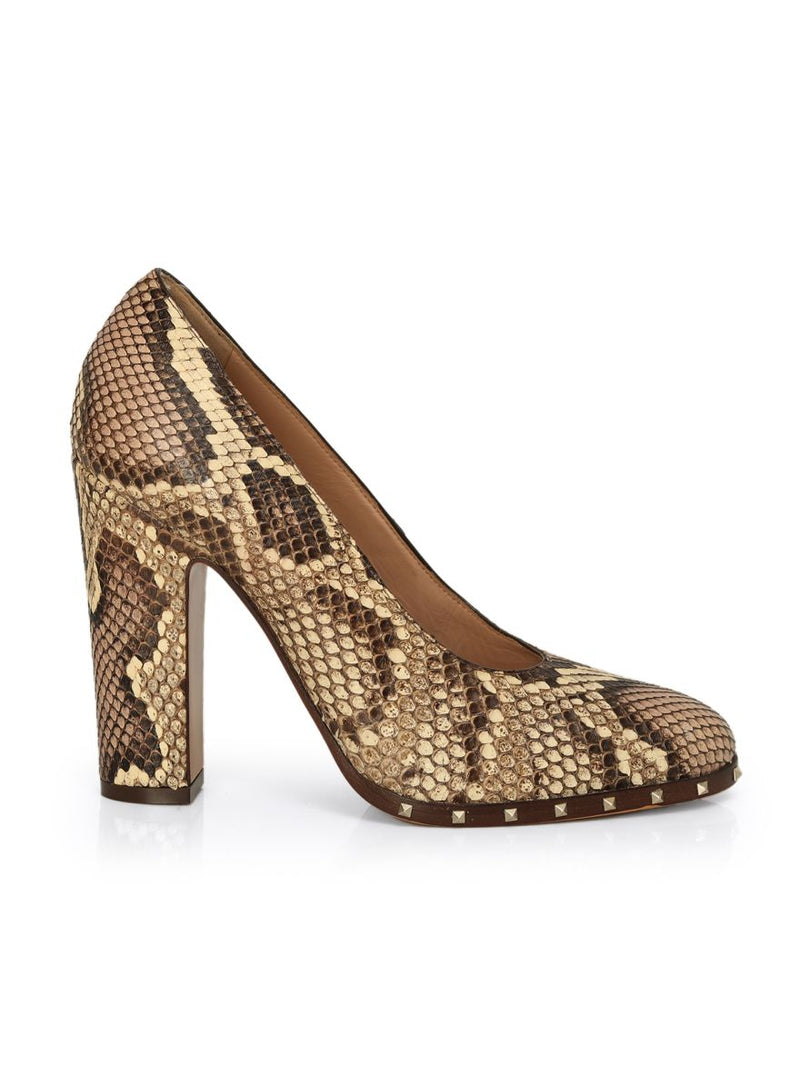 Gravani Python Leather Block Heel Pumps Size: 37