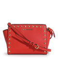 Coral Red Studded Crossbody Bag