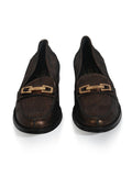 Brown Metallic Women's Loafers/Size: 40EUR